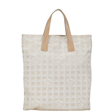 シャネル ニュートラベルライン ハンドバッグ トートバッグ ベージュ キャンバス レザー レディース CHANEL 【中古】