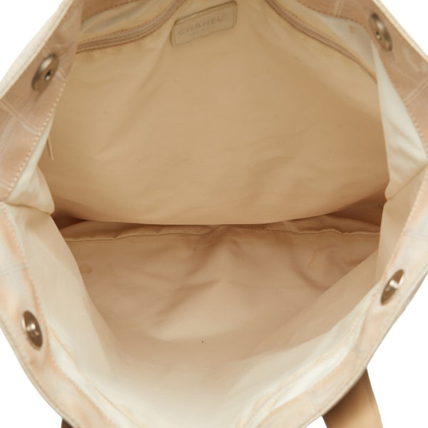 シャネル ニュートラベルライン ハンドバッグ トートバッグ ベージュ キャンバス レザー レディース CHANEL 【中古】