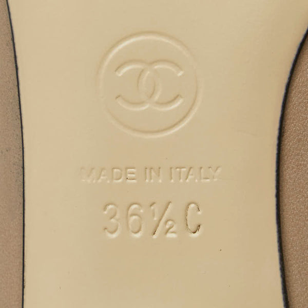 シャネル ココマーク パンプス ベージュ ブラック レザー レディース CHANEL 【中古】