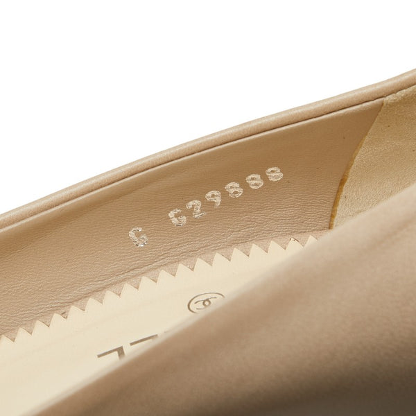 シャネル ココマーク パンプス ベージュ ブラック レザー レディース CHANEL 【中古】