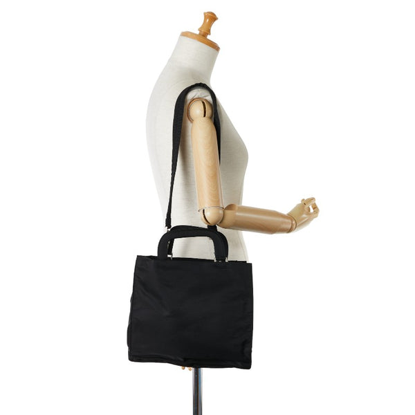 プラダ 三角ロゴプレート ハンドバッグ ショルダーバッグ 2WAY B8901 ブラック ナイロン レディース PRADA 【中古】
