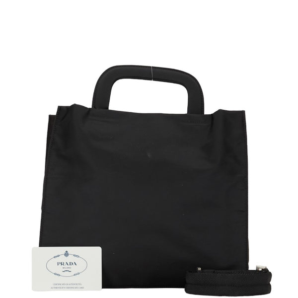プラダ 三角ロゴプレート ハンドバッグ ショルダーバッグ 2WAY B8901 ブラック ナイロン レディース PRADA 【中古】