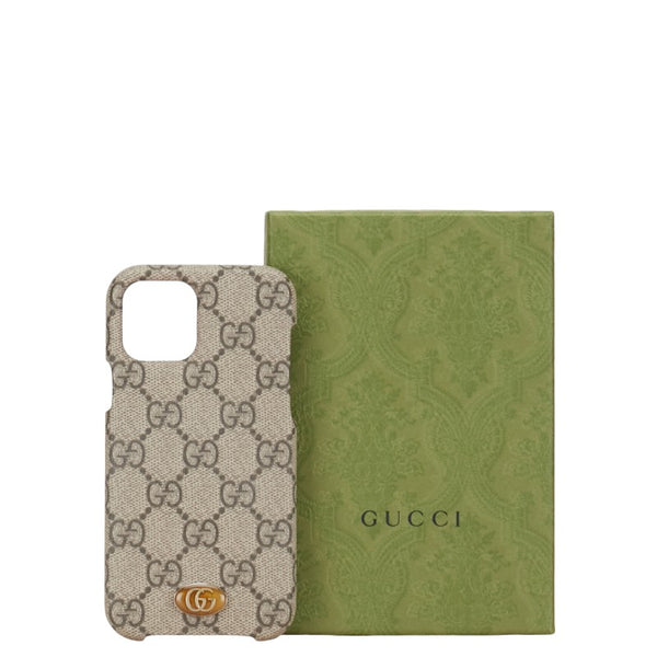 グッチ GGスプリーム バンパー  iphone12/12Pro用ケース 668406 ベージュ PVC レディース GUCCI 【中古】