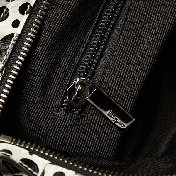 サルヴァトーレフェラガモ ×草間彌生 マリッサ ハンドバッグ AB-21A439 ブラック ホワイト レザー レディース Salvatore Ferragamo 【中古】