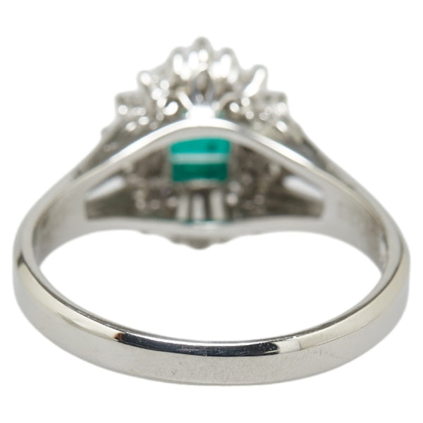 Pt900 プラチナ エメラルド0.33ct ダイヤ0.33ct リング 指輪 レディース 14号 【中古】