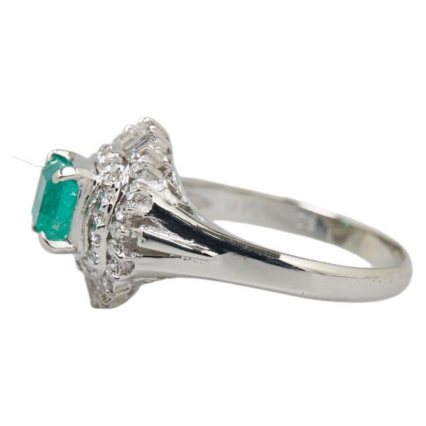 Pt900 プラチナ エメラルド0.88ct ダイヤ0.53ct リング 指輪 レディース 13.5号 【中古】