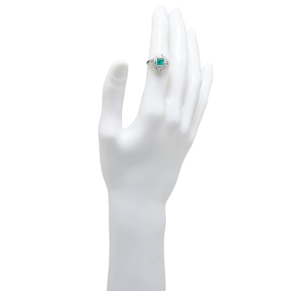 Pt900 プラチナ エメラルド0.88ct ダイヤ0.53ct リング 指輪 レディース 13.5号 【中古】