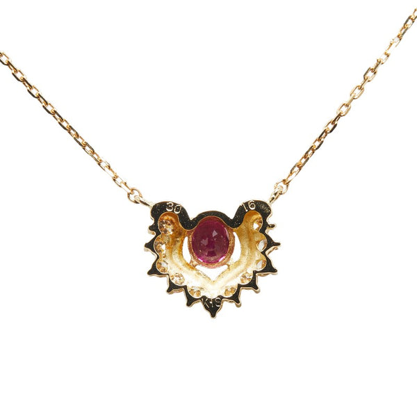 K18YG イエローゴールド ルビー0.30ct ダイヤ0.16ct ペンダントネックレス レディース 【中古】