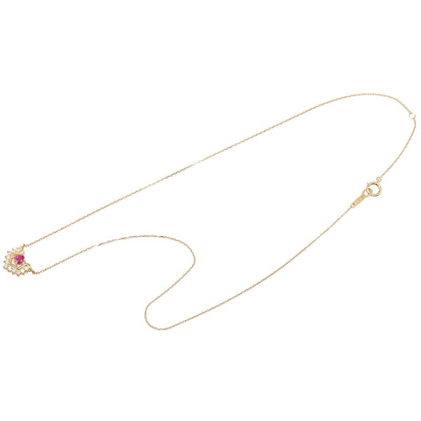 K18YG イエローゴールド ルビー0.30ct ダイヤ0.16ct ペンダントネックレス レディース 【中古】