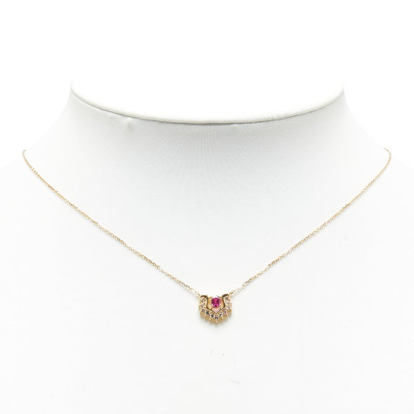 K18YG イエローゴールド ルビー0.30ct ダイヤ0.16ct ペンダントネックレス レディース 【中古】