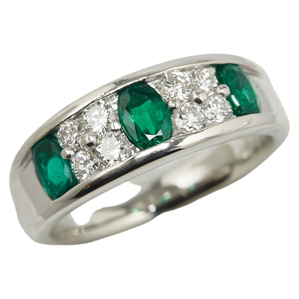 Pt900 プラチナ エメラルド0.73ct ダイヤ0.37ct リング 指輪 レディース 10.5号 【中古】