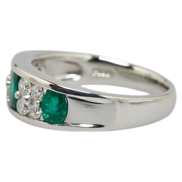 Pt900 プラチナ エメラルド0.73ct ダイヤ0.37ct リング 指輪 レディース 10.5号 【中古】