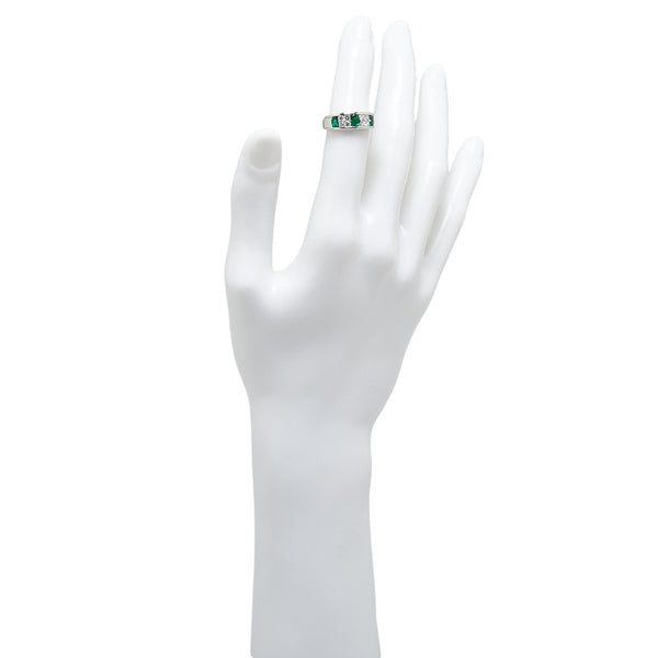 Pt900 プラチナ エメラルド0.73ct ダイヤ0.37ct リング 指輪 レディース 10.5号 【中古】