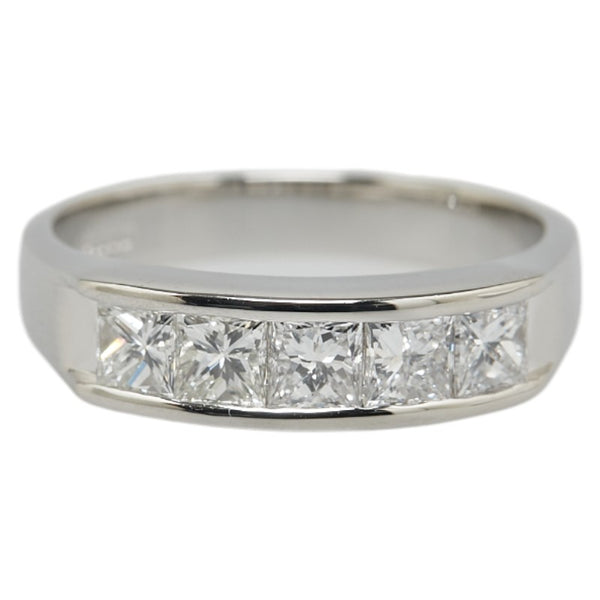 Pt900 プラチナ ダイヤ1.00ct 一文字 リング 指輪 レディース 12号 【中古】