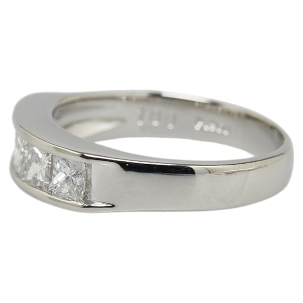 Pt900 プラチナ ダイヤ1.00ct 一文字 リング 指輪 レディース 12号 【中古】