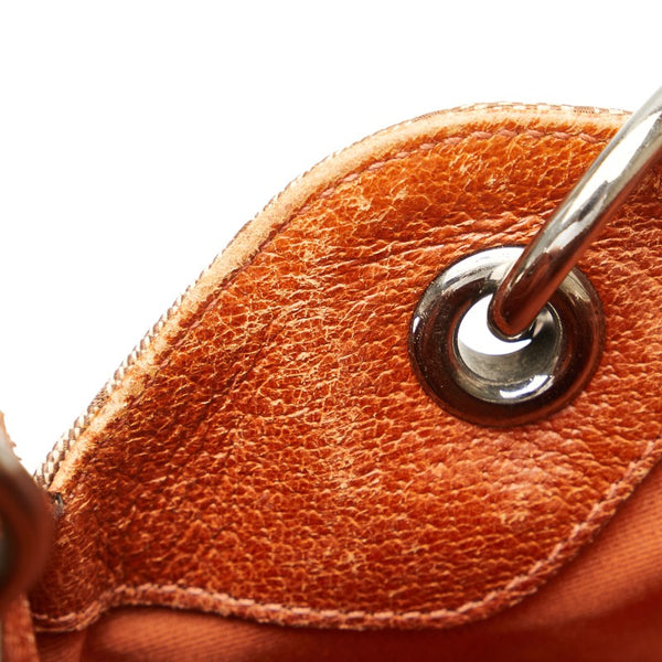 グッチ GGキャンバス ハンドバッグ トートバッグ 121023 ベージュ ブラウン キャンバス レザー レディース GUCCI 【中古】