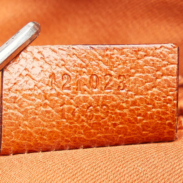 グッチ GGキャンバス ハンドバッグ トートバッグ 121023 ベージュ ブラウン キャンバス レザー レディース GUCCI 【中古】