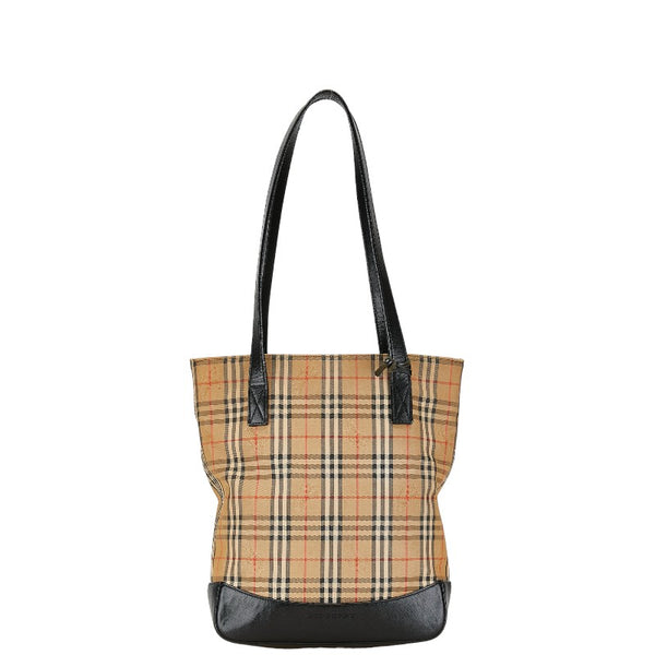 バーバリー ノバチェック シャドーホース ハンドバッグ トートバッグ ベージュ ブラック キャンバス レザー レディース BURBERRY 【中古】