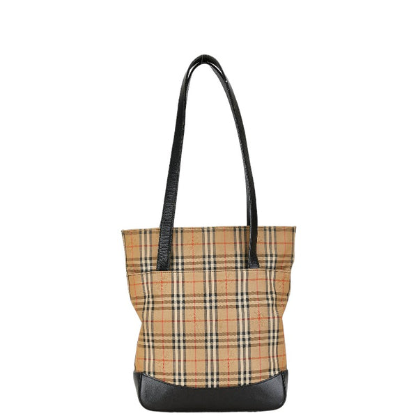 バーバリー ノバチェック シャドーホース ハンドバッグ トートバッグ ベージュ ブラック キャンバス レザー レディース BURBERRY 【中古】
