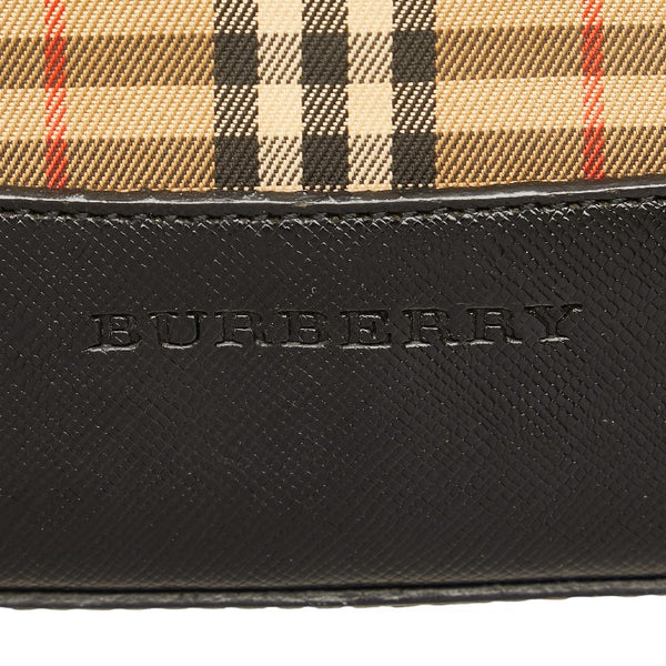バーバリー ノバチェック シャドーホース ハンドバッグ トートバッグ ベージュ ブラック キャンバス レザー レディース BURBERRY 【中古】