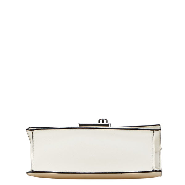 プラダ サフィアーノ スライドロック チェーン ショルダーバッグ 1BD034 ホワイト レザー レディース PRADA 【中古】