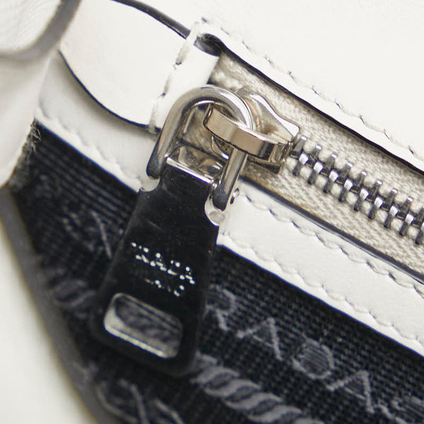 プラダ サフィアーノ スライドロック チェーン ショルダーバッグ 1BD034 ホワイト レザー レディース PRADA 【中古】