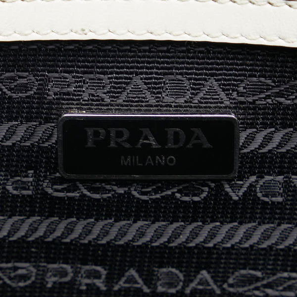 プラダ サフィアーノ スライドロック チェーン ショルダーバッグ 1BD034 ホワイト レザー レディース PRADA 【中古】