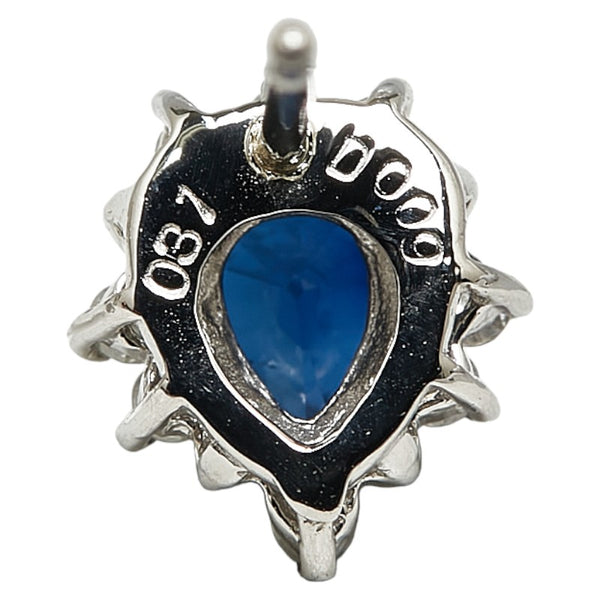 Pt850 プラチナ サファイア0.77ct ダイヤ0.18ct ピアス レディース 【中古】