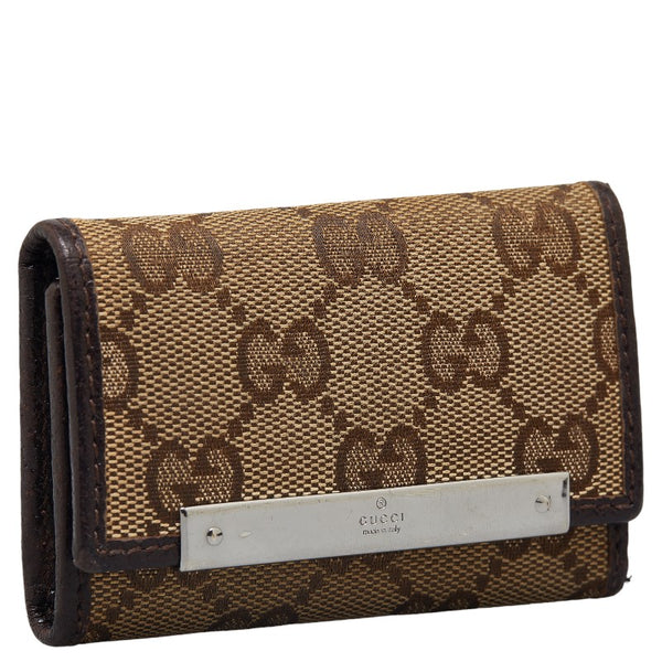 グッチ GGキャンバス キーケース 6連 127048 ベージュ ブラウン キャンバス レザー レディース GUCCI 【中古】