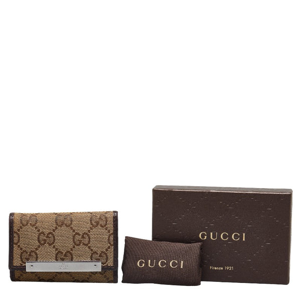 グッチ GGキャンバス キーケース 6連 127048 ベージュ ブラウン キャンバス レザー レディース GUCCI 【中古】
