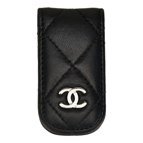 シャネル ココマーク マトラッセ マネークリップ ブラック レザー レディース CHANEL 【中古】