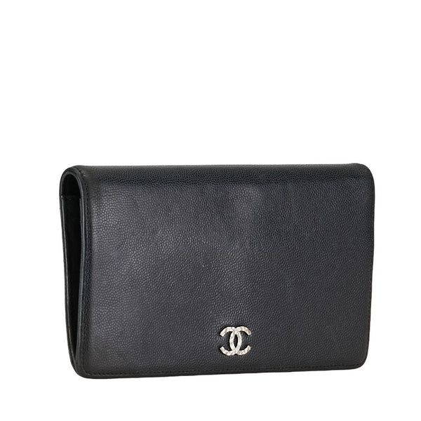 シャネル ココマーク 長財布 ブラック レザー レディース CHANEL 【中古】