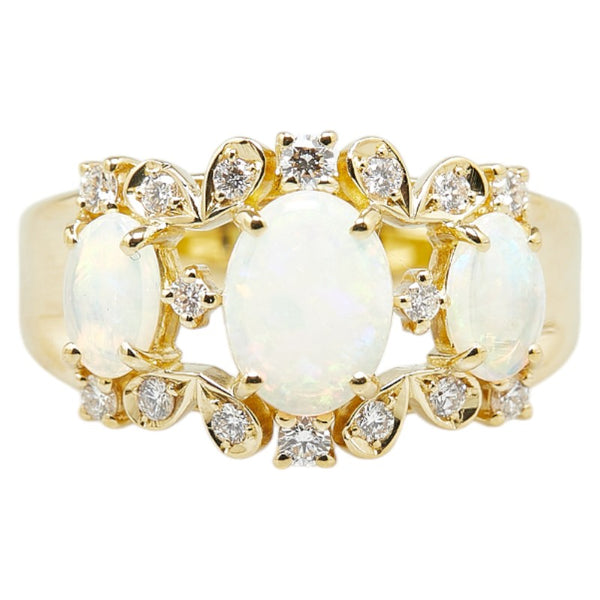タサキ K18YG イエローゴールド オパール ダイヤ0.25ct リング 指輪 レディース TASAKI 15号 【中古】
