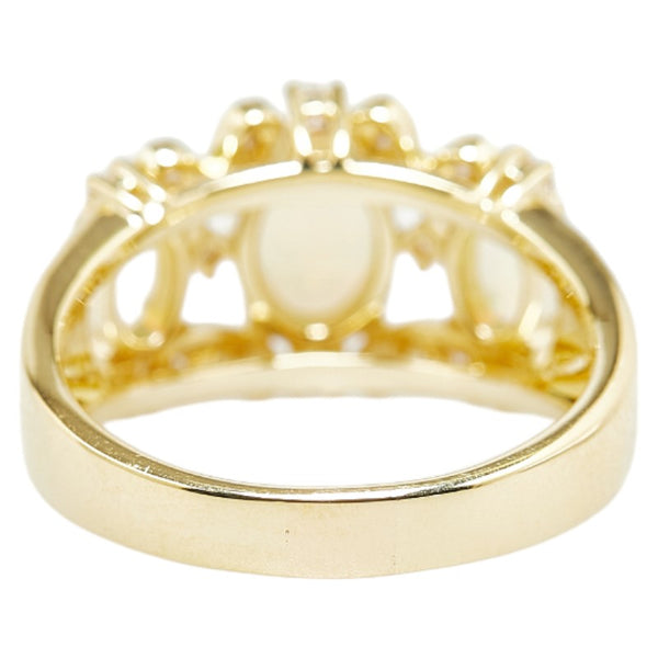 タサキ K18YG イエローゴールド オパール ダイヤ0.25ct リング 指輪 レディース TASAKI 15号 【中古】