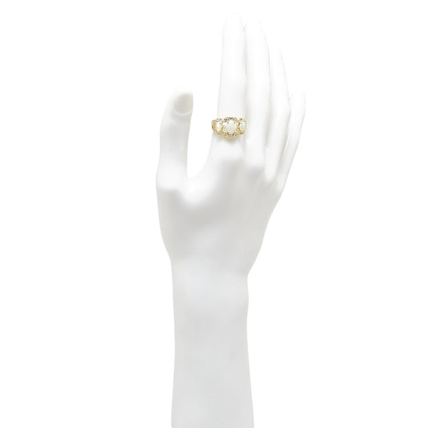 タサキ K18YG イエローゴールド オパール ダイヤ0.25ct リング 指輪 レディース TASAKI 15号 【中古】