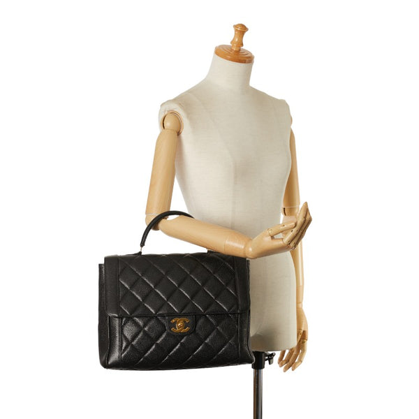 シャネル マトラッセ ダイアナ31 ハンドバッグ ブラック キャビアスキン レディース CHANEL 【中古】