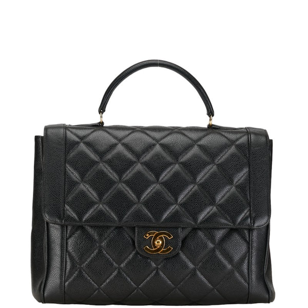 シャネル マトラッセ ダイアナ31 ハンドバッグ ブラック キャビアスキン レディース CHANEL 【中古】