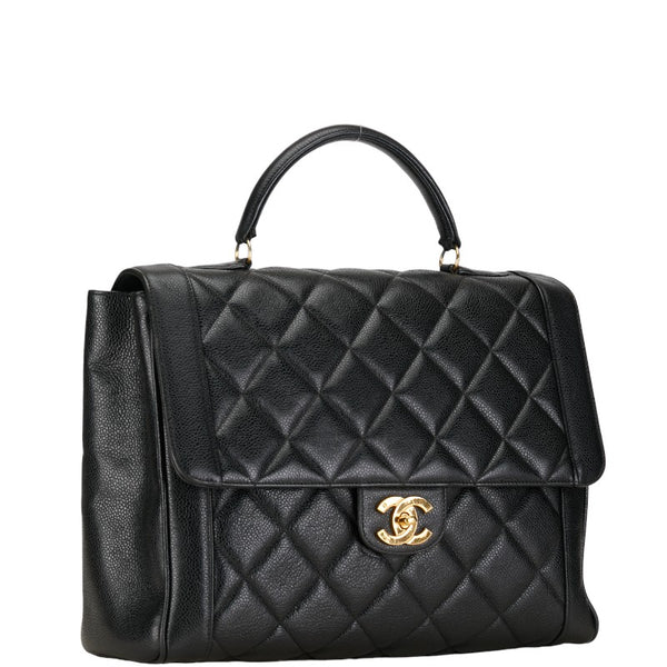 シャネル マトラッセ ダイアナ31 ハンドバッグ ブラック キャビアスキン レディース CHANEL 【中古】