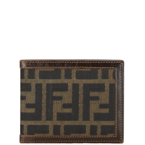 フェンディ ズッカ 二つ折り財布 ブラウン キャンバス レザー レディース FENDI 【中古】