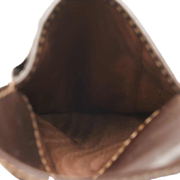 フェンディ ズッカ 二つ折り財布 ブラウン キャンバス レザー レディース FENDI 【中古】