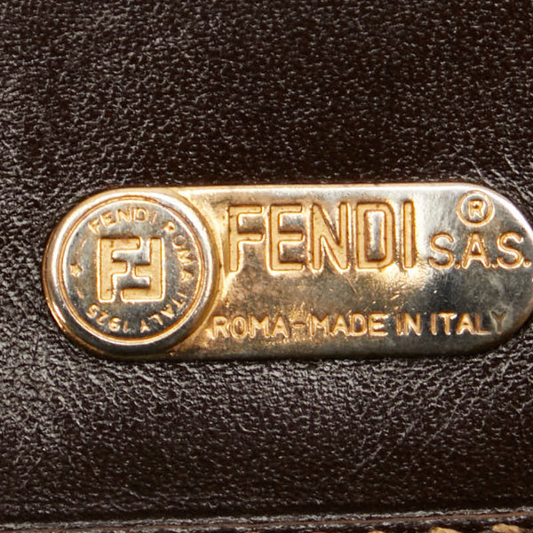 フェンディ ズッカ 二つ折り財布 ブラウン キャンバス レザー レディース FENDI 【中古】