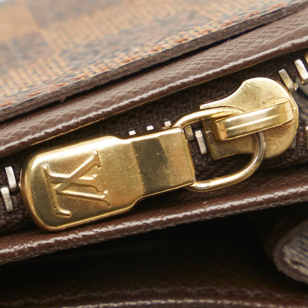 ルイ ヴィトン ダミエ トレゾール 二つ折り財布 N61736 ブラウン PVC レザー レディース LOUIS VUITTON 【中古】