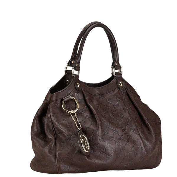 グッチ グッチシマ スーキー ハンドバッグ トートバッグ 211944 ブラウン レザー レディース GUCCI 【中古】