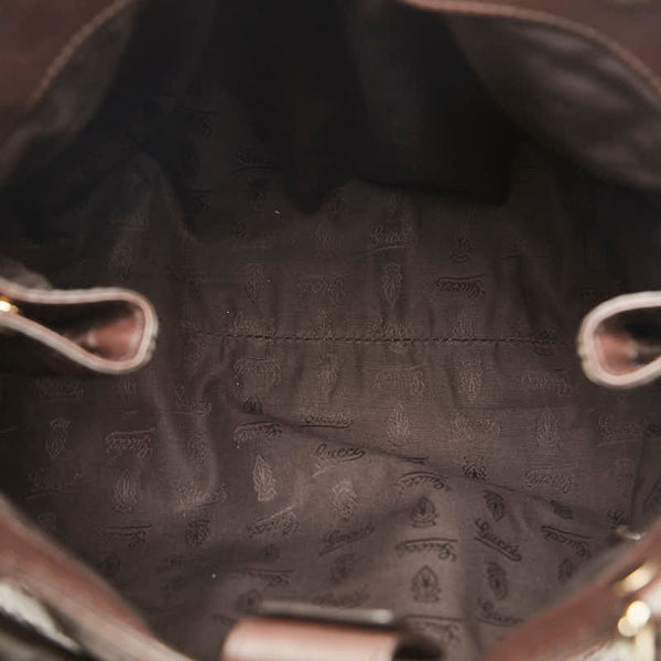 グッチ グッチシマ スーキー ハンドバッグ トートバッグ 211944 ブラウン レザー レディース GUCCI 【中古】