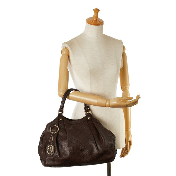 グッチ グッチシマ スーキー ハンドバッグ トートバッグ 211944 ブラウン レザー レディース GUCCI 【中古】