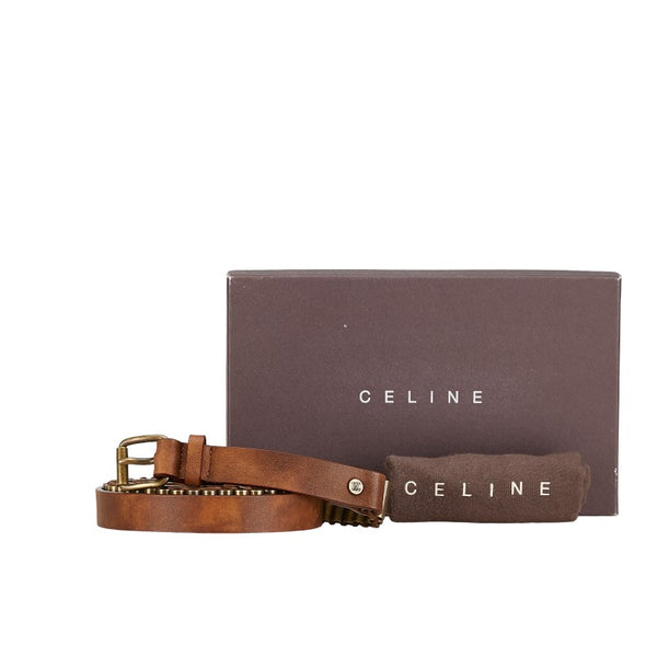 セリーヌ ベルト 32/60 ブラウン ゴールド レザー レディース CELINE 【中古】
