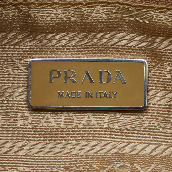 プラダ 三角ロゴプレート ショルダーバッグ ベージュ アイボリー ナイロン レザー レディース PRADA 【中古】