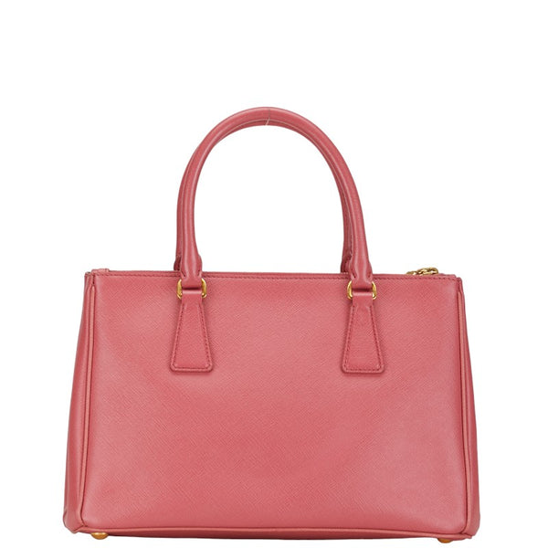 プラダ 三角ロゴプレート サフィアーノ ハンドバッグ ショルダーバッグ 2WAY ピンク レザー レディース PRADA 【中古】