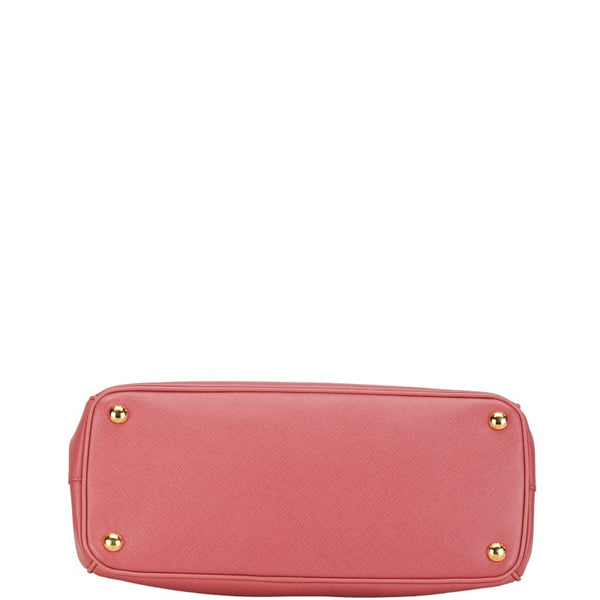 プラダ 三角ロゴプレート サフィアーノ ハンドバッグ ショルダーバッグ 2WAY ピンク レザー レディース PRADA 【中古】