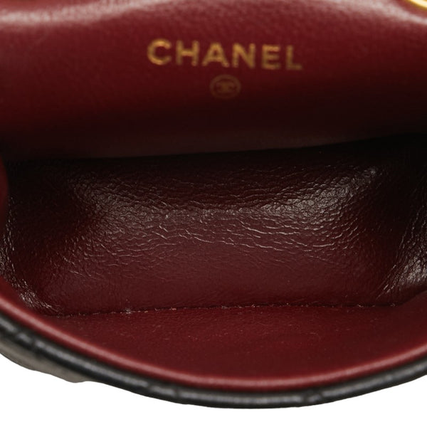シャネル ミニミニマトラッセ ココマーク バッグチャーム ベルトチャーム ブラック レザー レディース CHANEL 【中古】